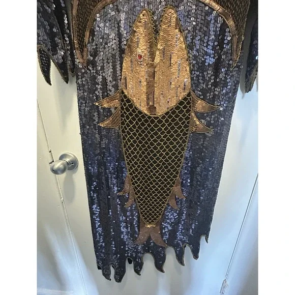 RARE Creative Creations Made In India 100% Silk Size Medium Disco Dress Sequined - Picture 9 of 14